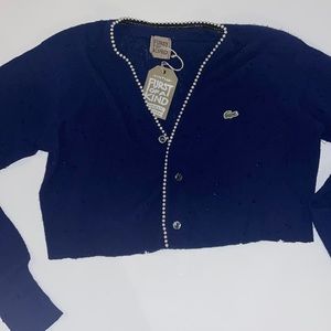 NWT NEW WITH TAGS LF FURST OF A KIND DISTRESS RIPPED CARDIGAN CROPPED LACOSTE